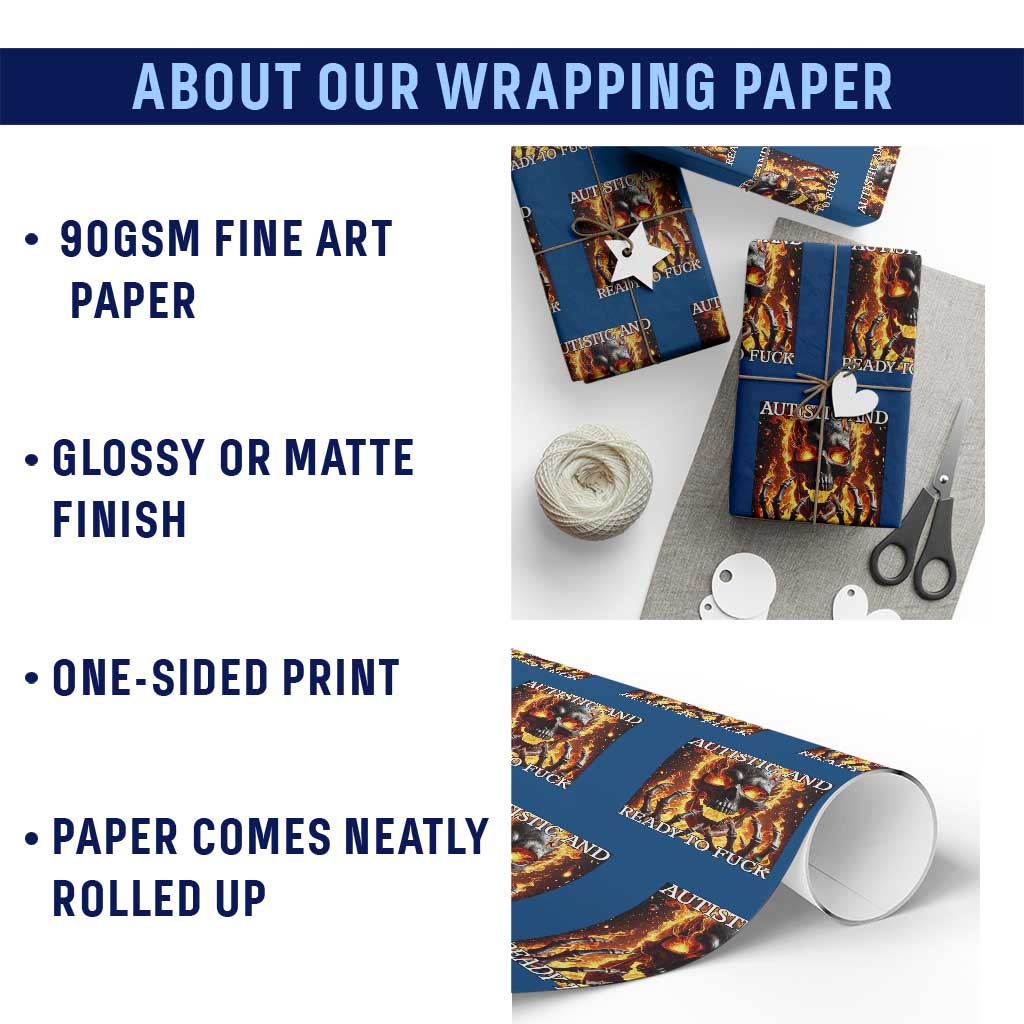 Funny Autistic Fire Skeleton Wrapping Paper Roll Autism Humor Joke