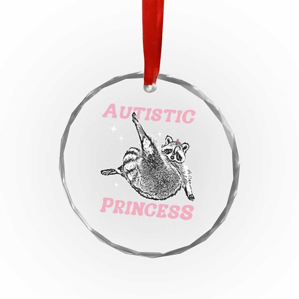 Funny Autistic Princess Crystal Glass Ornament Autism Awareness Raccoon