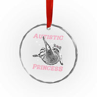 Funny Autistic Princess Crystal Glass Ornament Autism Awareness Raccoon