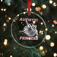 Funny Autistic Princess Crystal Glass Ornament Autism Awareness Raccoon
