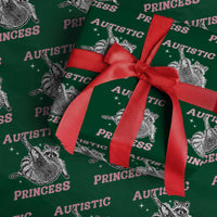 Funny Autistic Princess Wrapping Paper Roll Autism Awareness Raccoon