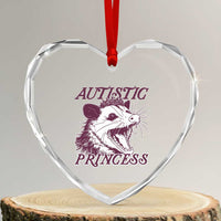 Funny Autistic Princess Heart Crystal Glass Ornament Autism Awareness Opposum