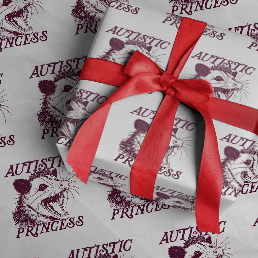 Funny Autistic Princess Wrapping Paper Roll Autism Awareness Opposum