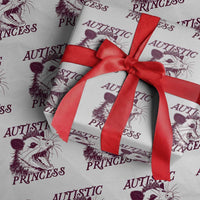 Funny Autistic Princess Wrapping Paper Roll Autism Awareness Opposum