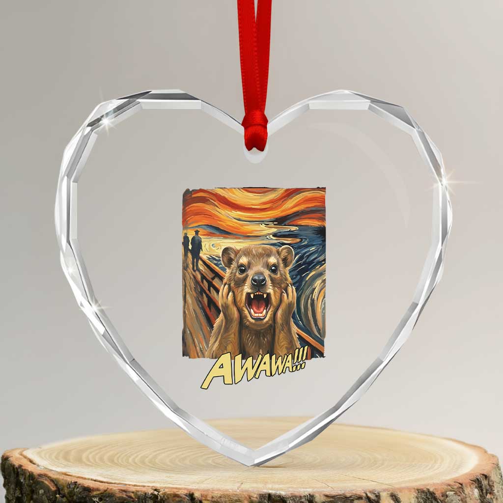 Funny Awawa Hyrax Heart Crystal Glass Ornament The Scream Art Oddly Specific Meme Animal