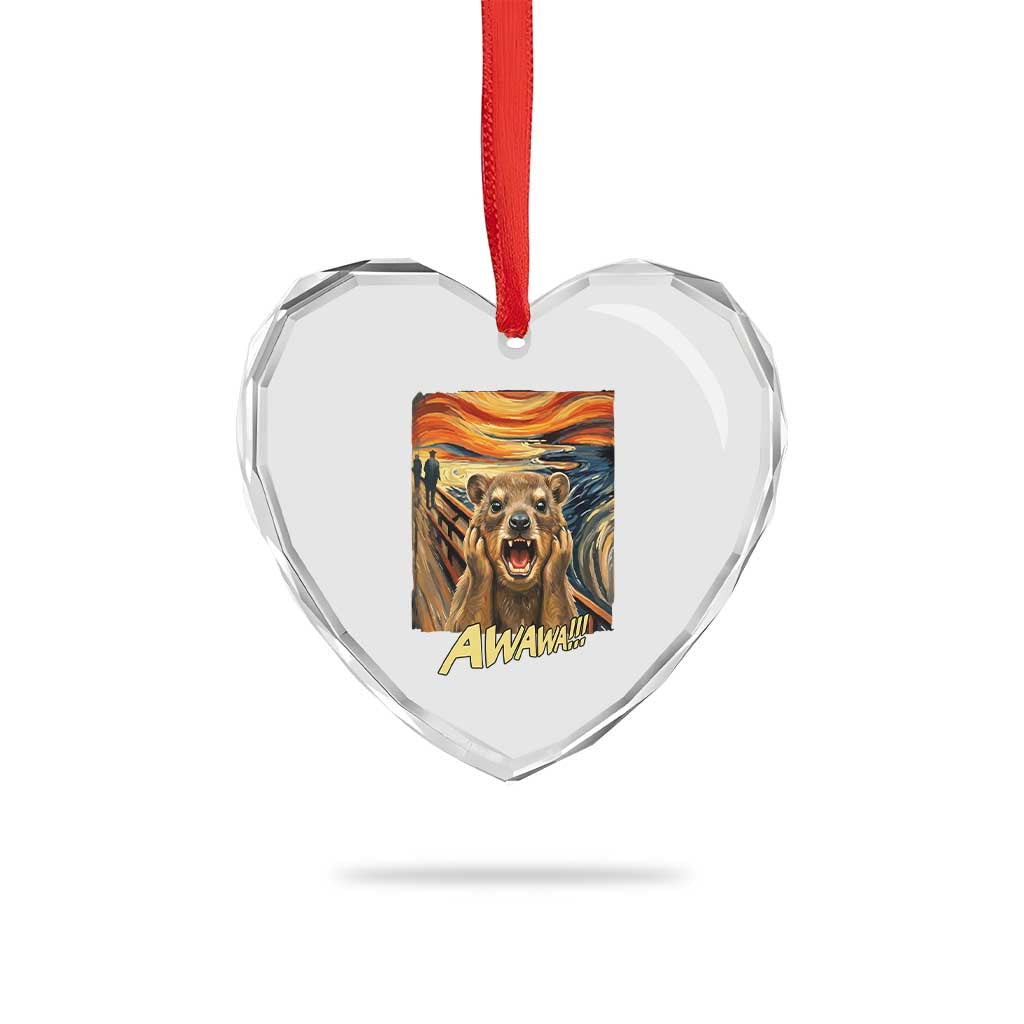 Funny Awawa Hyrax Heart Crystal Glass Ornament The Scream Art Oddly Specific Meme Animal