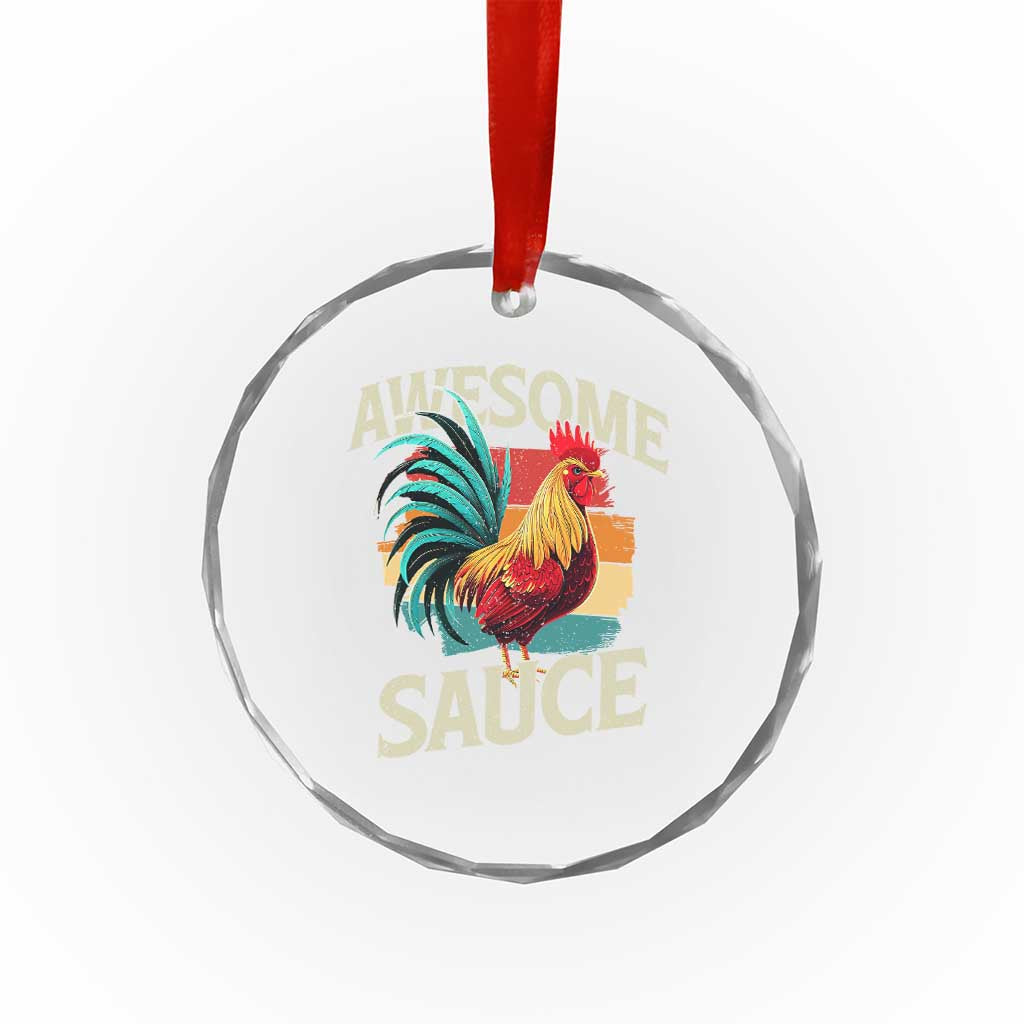 Funny Awesome Sauce Rooster Crystal Glass Ornament Vintage Retro Chicken TS11