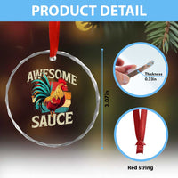 Funny Awesome Sauce Rooster Crystal Glass Ornament Vintage Retro Chicken TS11