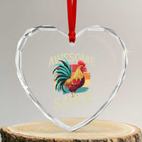 Funny Awesome Sauce Rooster Heart Crystal Glass Ornament Vintage Retro Chicken - Wonder Print Shop