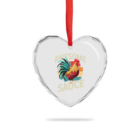 Funny Awesome Sauce Rooster Heart Crystal Glass Ornament Vintage Retro Chicken - Wonder Print Shop