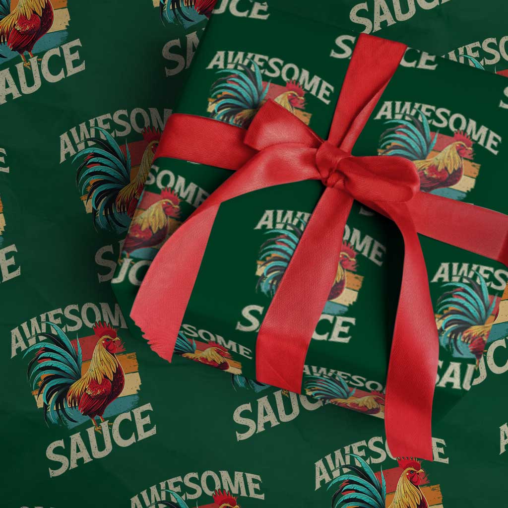 Funny Awesome Sauce Rooster Wrapping Paper Roll Vintage Retro Chicken - Wonder Print Shop
