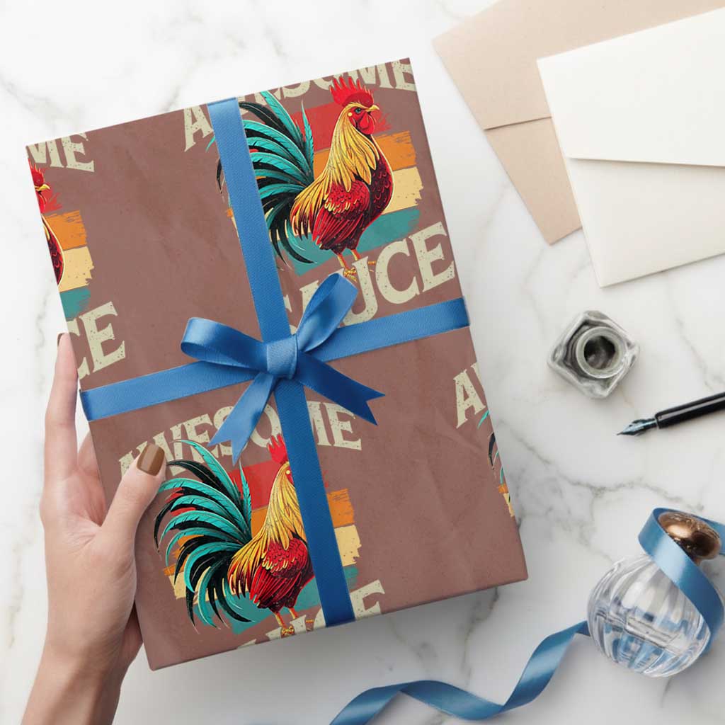 Funny Awesome Sauce Rooster Wrapping Paper Roll Vintage Retro Chicken - Wonder Print Shop