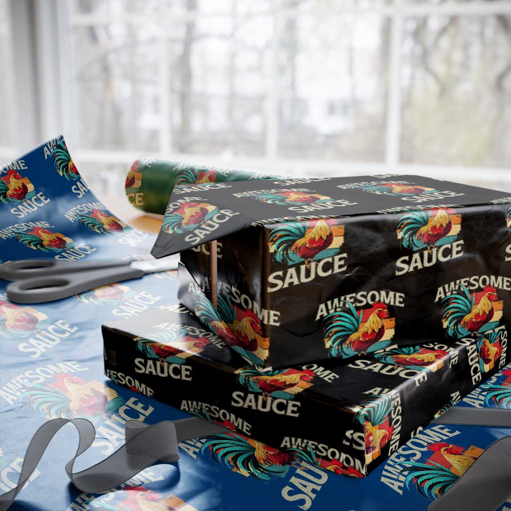 Funny Awesome Sauce Rooster Wrapping Paper Roll Vintage Retro Chicken - Wonder Print Shop