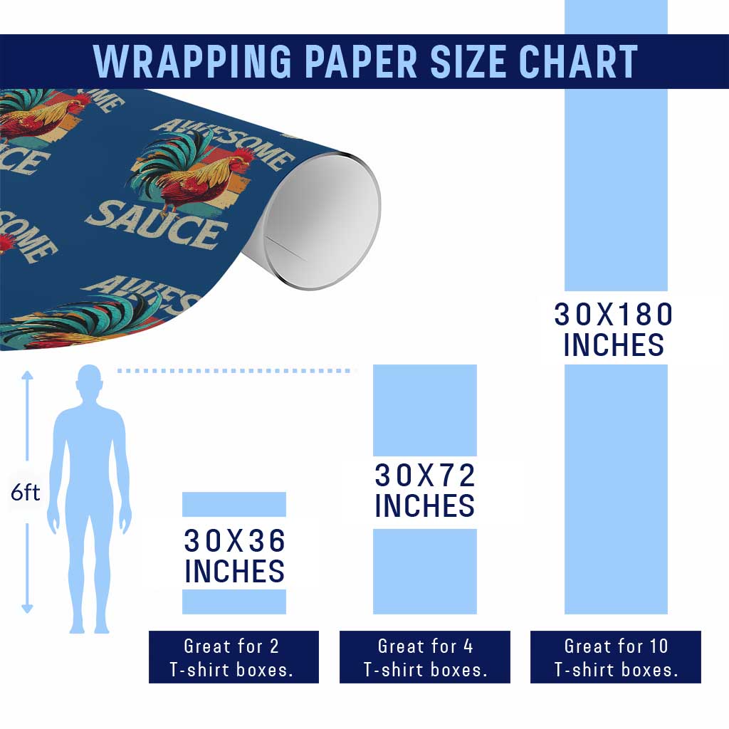 Funny Awesome Sauce Rooster Wrapping Paper Roll Vintage Retro Chicken - Wonder Print Shop