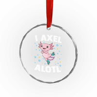 Funny Axolotl Ice Skating Crystal Glass Ornament I Axel Alotl Winter Sport - Wonder Print Shop