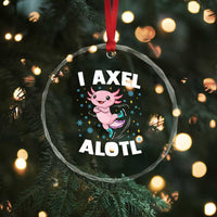 Funny Axolotl Ice Skating Crystal Glass Ornament I Axel Alotl Winter Sport - Wonder Print Shop
