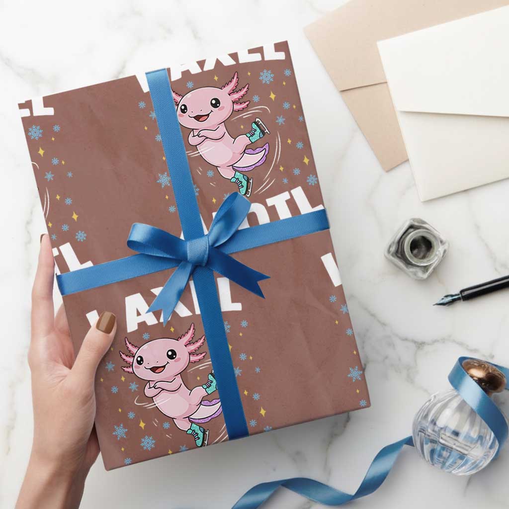 Funny Axolotl Ice Skating Wrapping Paper Roll I Axel Alotl Winter Sport - Wonder Print Shop