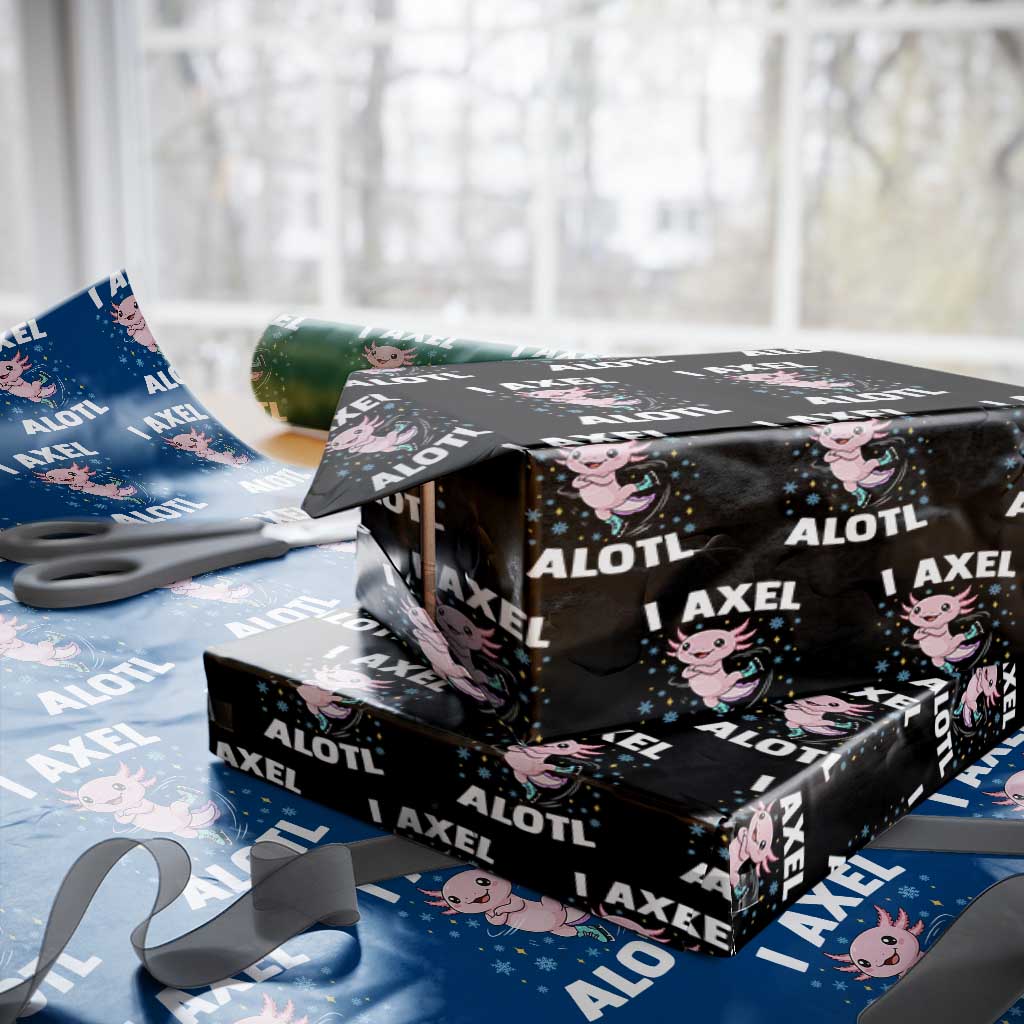 Funny Axolotl Ice Skating Wrapping Paper Roll I Axel Alotl Winter Sport - Wonder Print Shop