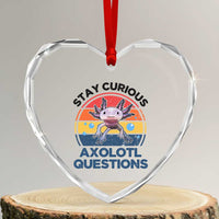 Funny Axolotl Pun Heart Crystal Glass Ornament I Stay Curious Axolotl Question Retro - Wonder Print Shop