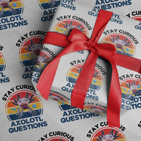 Funny Axolotl Pun Wrapping Paper Roll I Stay Curious Axolotl Question Retro - Wonder Print Shop