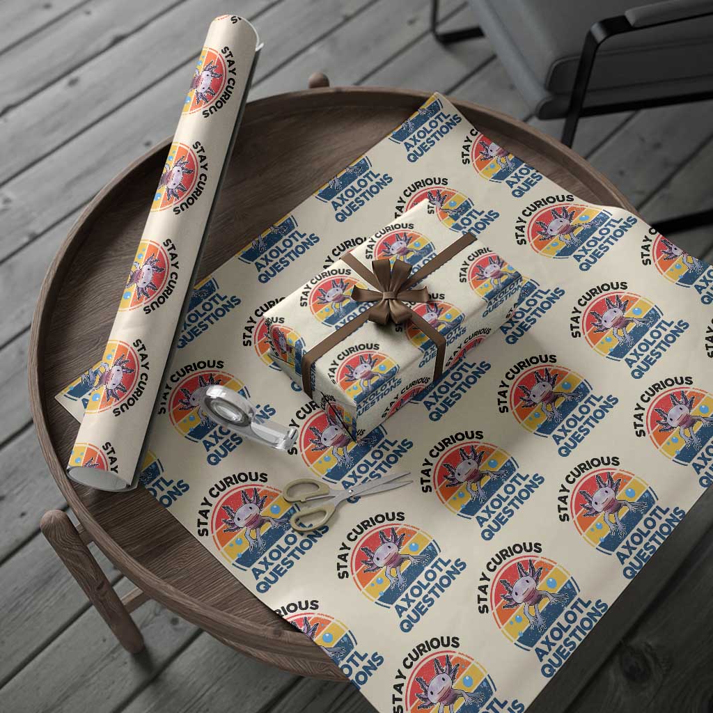 Funny Axolotl Pun Wrapping Paper Roll I Stay Curious Axolotl Question Retro - Wonder Print Shop