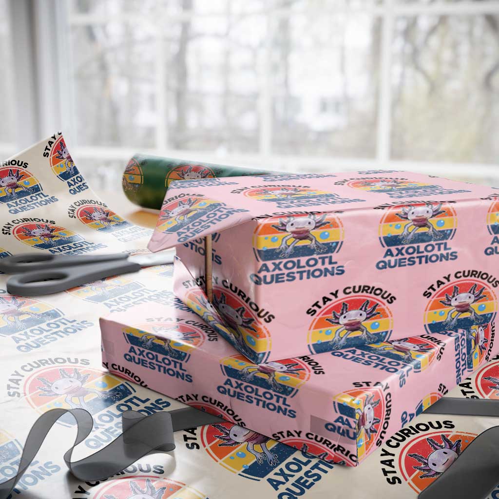 Funny Axolotl Pun Wrapping Paper Roll I Stay Curious Axolotl Question Retro - Wonder Print Shop