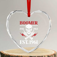 Funny Baby Boomer The Badass Generation Heart Crystal Glass Ornament EST 1961 Birthday Gift Skull Rock On Graphic
