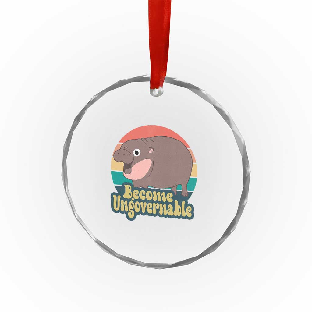Funny Baby Hippo Moo Deng Crystal Glass Ornament Become Ungovernable Retro TS02