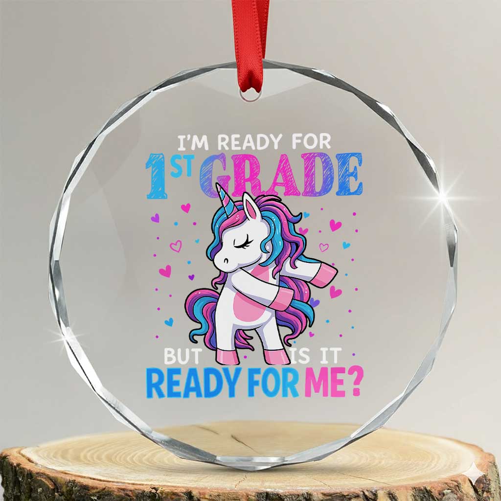 Funny Back To School 1st Grade Crystal Glass Ornament First Grade Unicorn Girls TS10