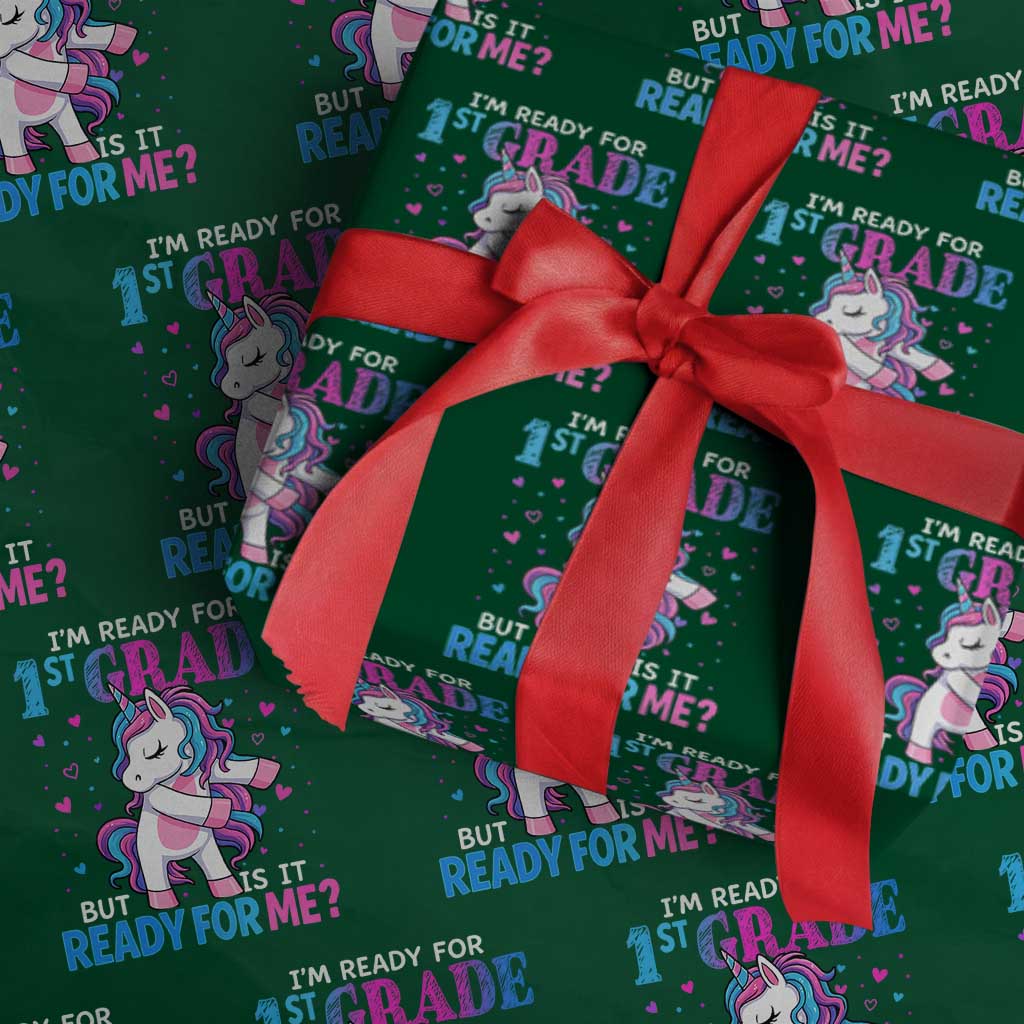 Funny Back To School 1st Grade Wrapping Paper Roll First Grade Unicorn Girls - Wonder Print Shop