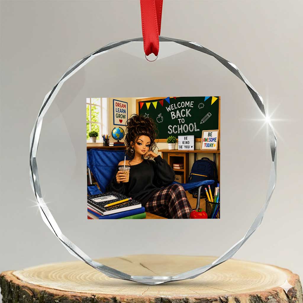 Funny Back To School Doll Face Meme Crystal Glass Ornament Coffee Teacher Gift