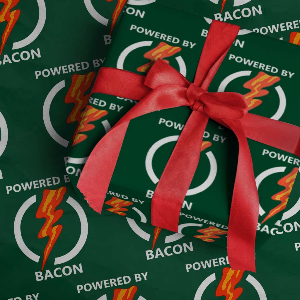 Funny Bacon Lover Wrapping Paper Roll Powered By Bacon Cured Pork Master