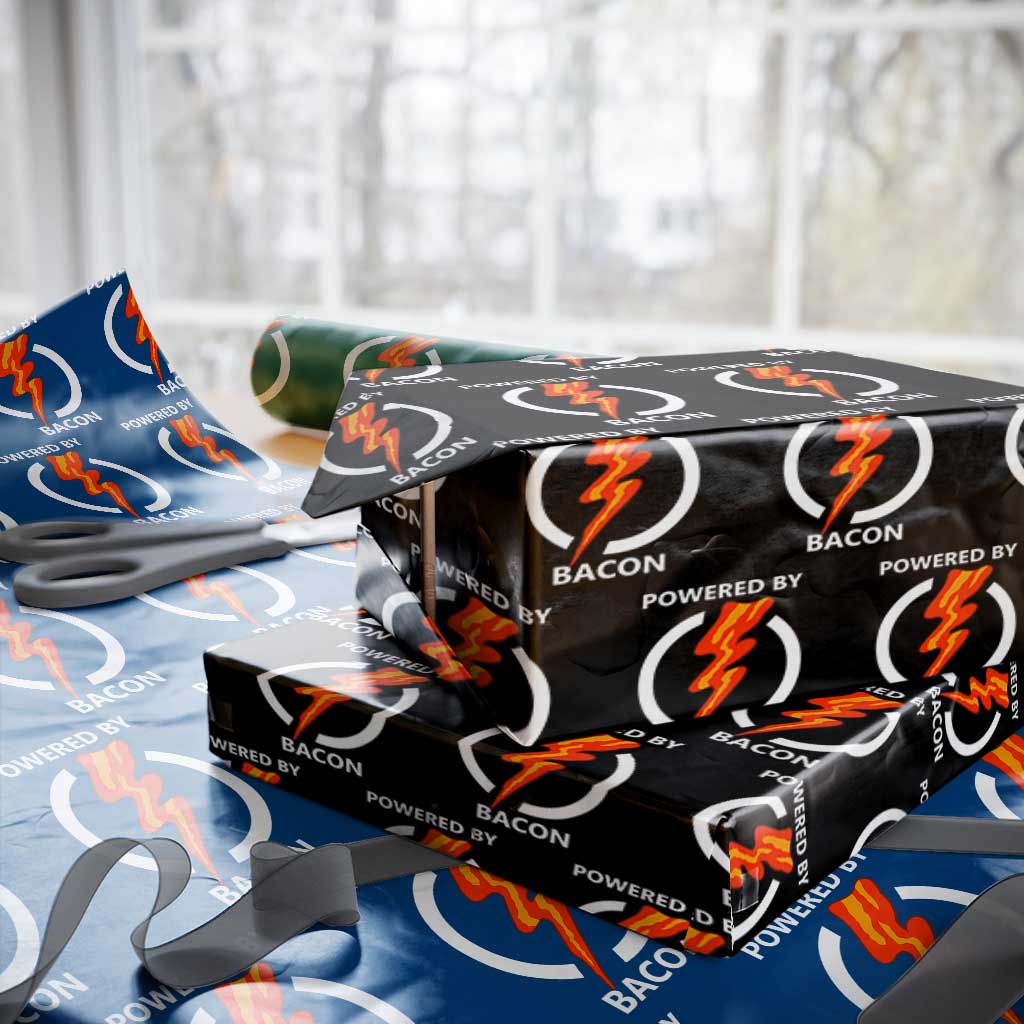 Funny Bacon Lover Wrapping Paper Roll Powered By Bacon Cured Pork Master