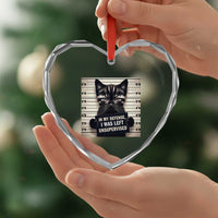 Funny Bad Cat Attitude Heart Crystal Glass Ornament In My Defense I Was Left Unsupervised