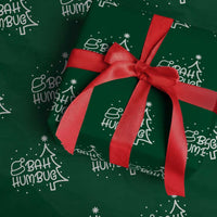Funny Bah Humbug Christmas Wrapping Paper Roll Santa Hat Xmas Tree - Wonder Print Shop
