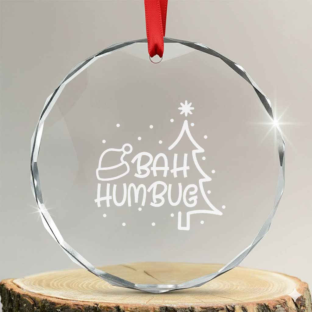 Funny Bah Humbug Xmas Crystal Glass Ornament Santa Hat Xmas Tree TS11