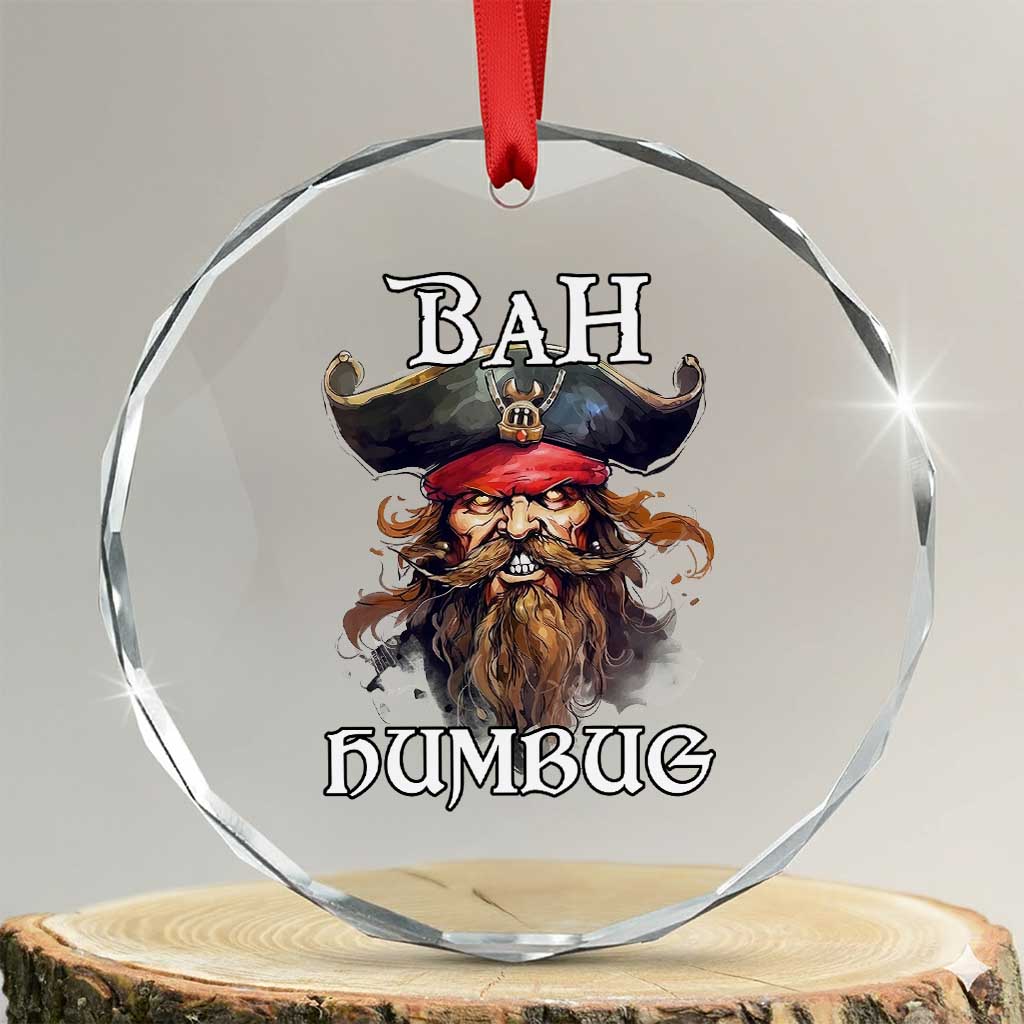 Funny Bah Humbug Xmas Pirate Crystal Glass Ornament TS11