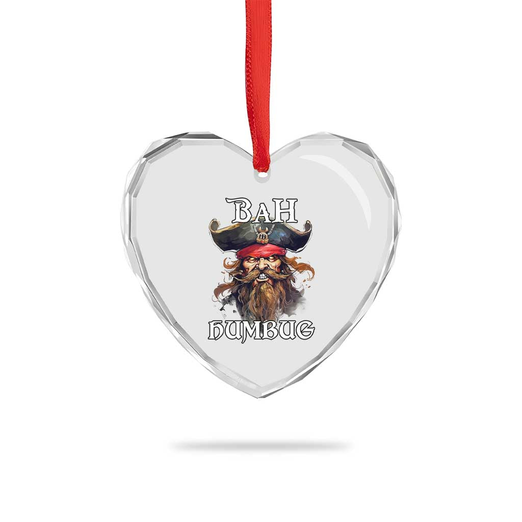 Funny Bah Humbug Xmas Pirate Heart Crystal Glass Ornament - Wonder Print Shop