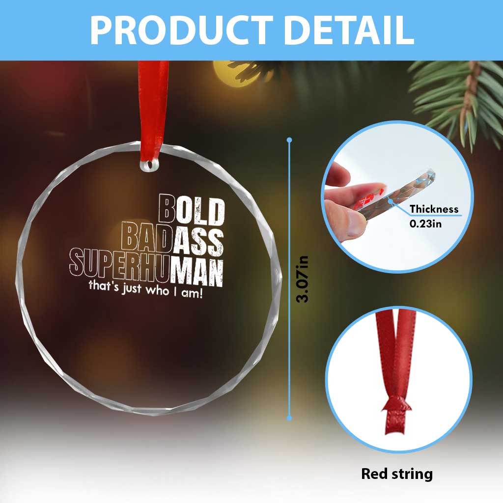 Funny Bald Dad Crystal Glass Ornament Old Man Saying Gag Gift Fathers Day - Wonder Print Shop