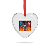 Funny Bald Eagle 4th of July Heart Crystal Glass Ornament The Metric System Cant Measure Freedom American Flag - Wonder Print Shop