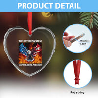 Funny Bald Eagle 4th of July Heart Crystal Glass Ornament The Metric System Cant Measure Freedom American Flag - Wonder Print Shop