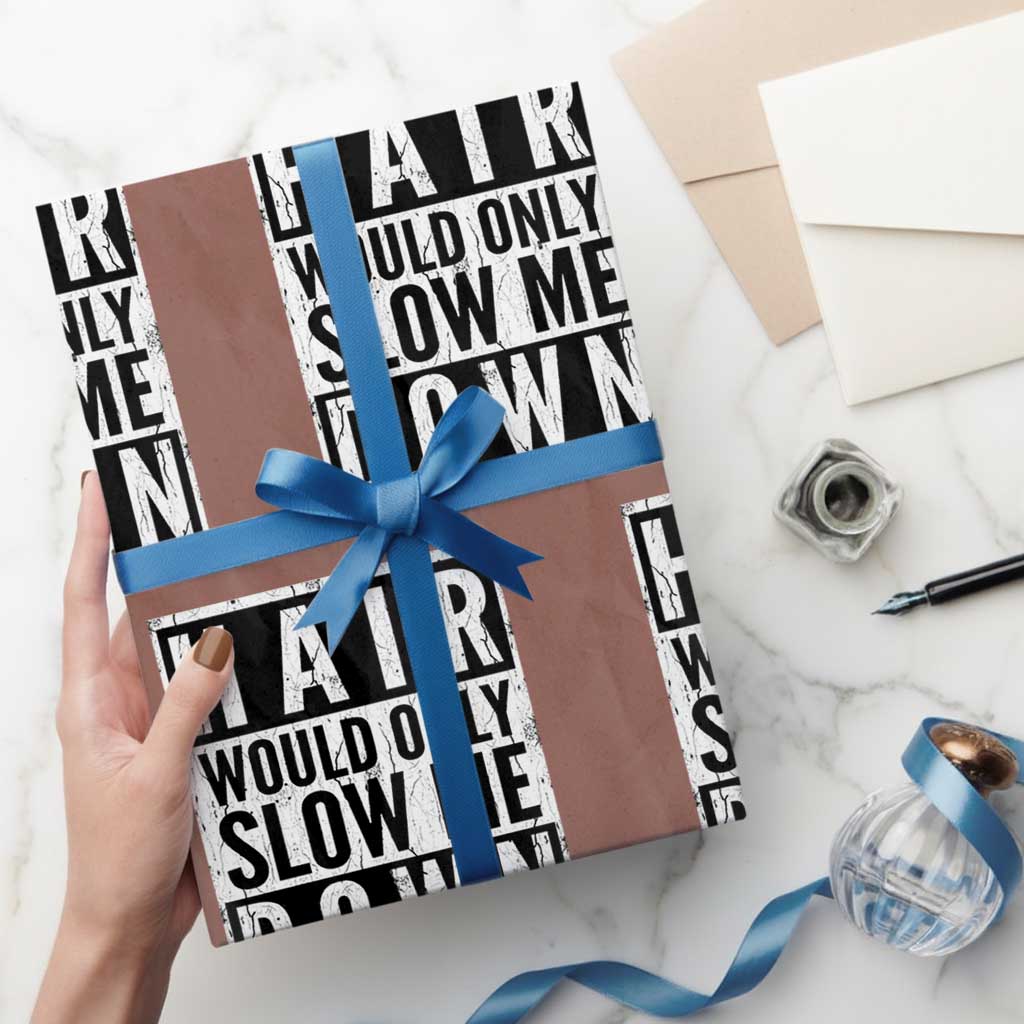 Funny Bald Men Gift Wrapping Paper Roll Hair Would Only Slow Me Down