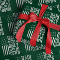 Funny Bald Pride Hair Would Only Slow Me Down Wrapping Paper Roll Distressed Patriotic US Flag Bald Men Joke