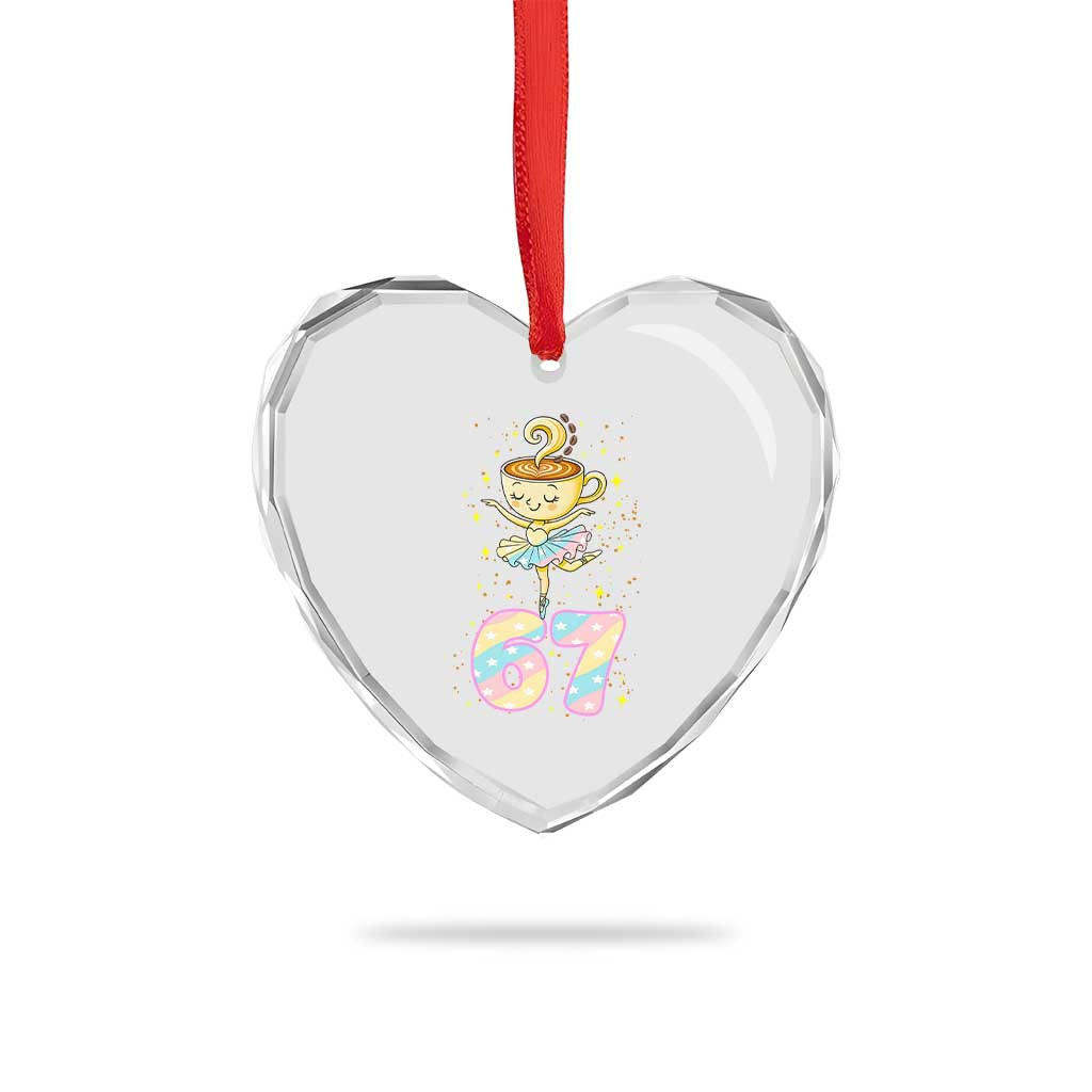 Funny Ballerina Cappuccina Ballet Six Seven Heart Crystal Glass Ornament Brainrot Meme Pastel Gift - Wonder Print Shop