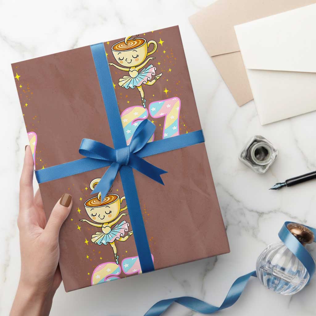 Funny Ballerina Cappuccina Ballet Six Seven Wrapping Paper Roll Brainrot Meme Pastel Gift - Wonder Print Shop