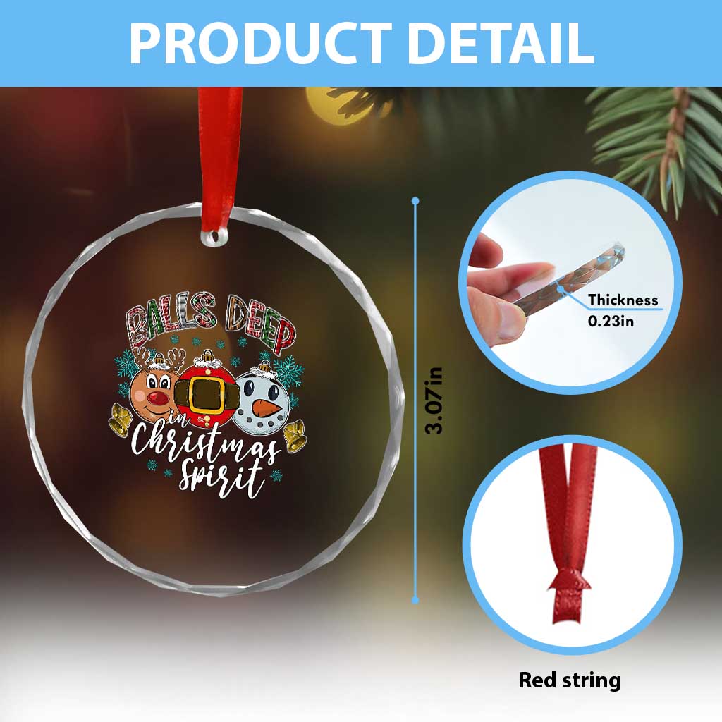 Funny Balls Deep In Christmas Spirit Crystal Glass Ornament Xmas Humorous Festive - Wonder Print Shop