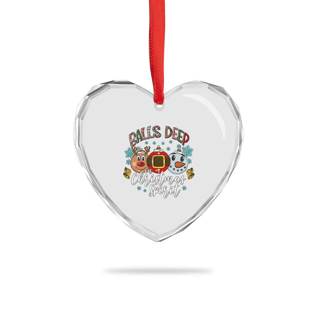 Funny Balls Deep In Christmas Spirit Heart Crystal Glass Ornament Xmas Humorous Festive - Wonder Print Shop