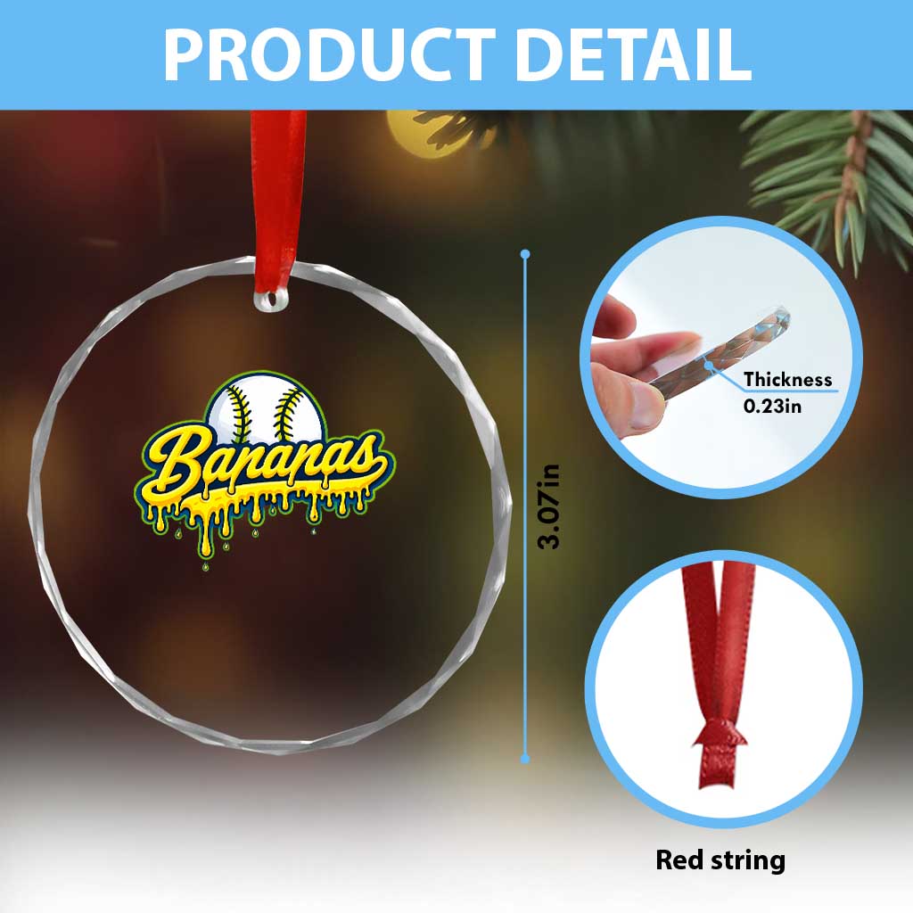 Funny Banana Baseball Crystal Glass Ornament Sports Team Baseball Drip Ice Cream Style