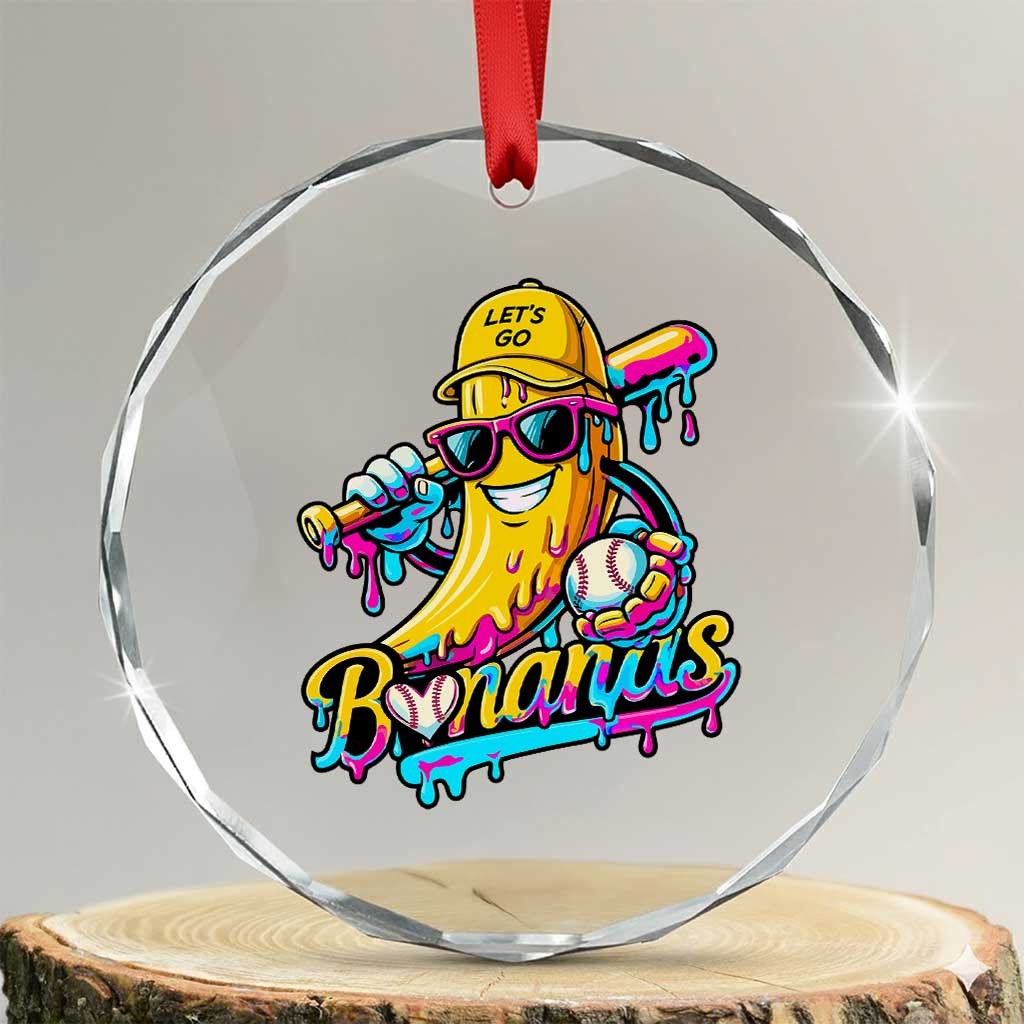Funny Banana Baseball Drip Crystal Glass Ornament Lets Go Bananas Ice Cream Dripping Sport
