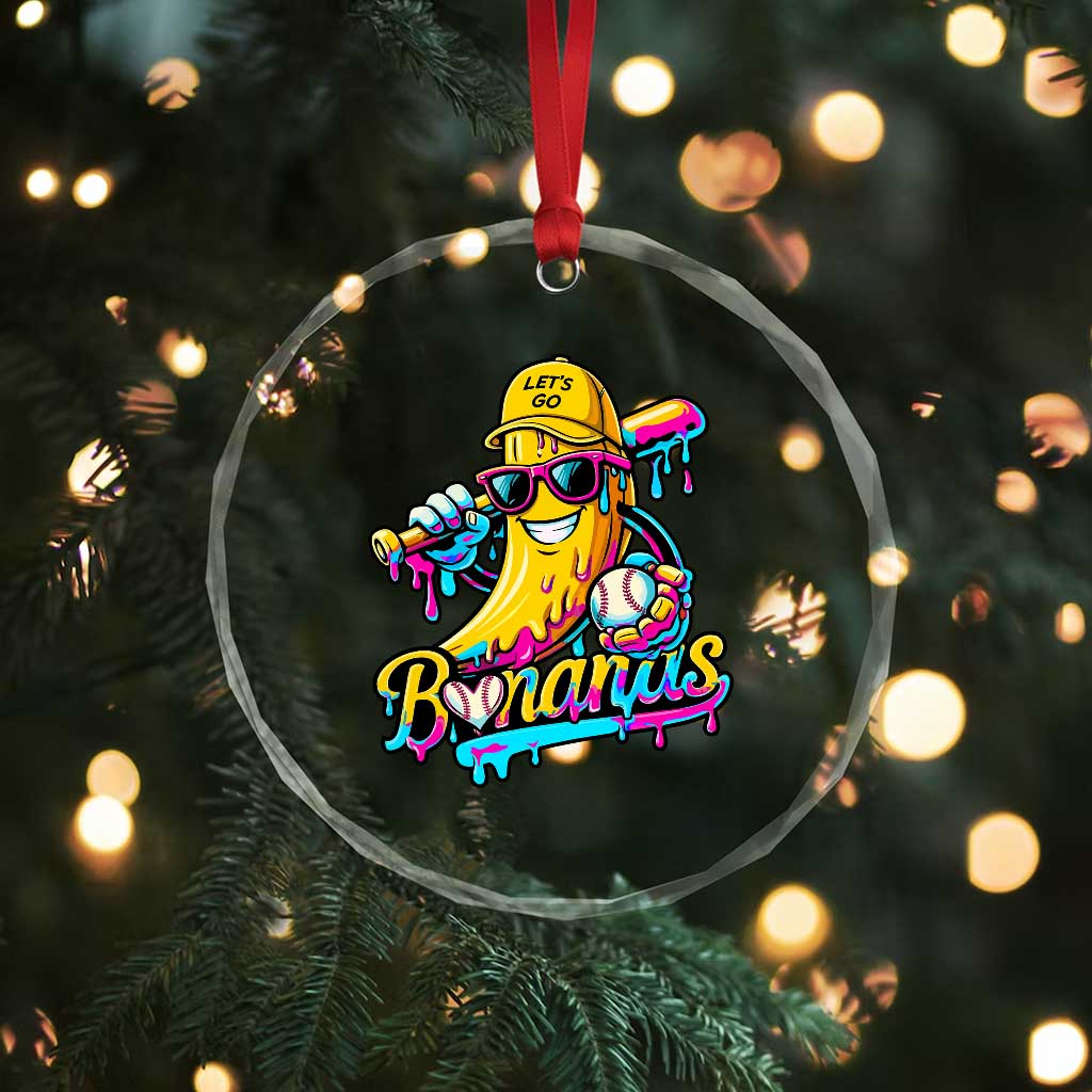 Funny Banana Baseball Drip Crystal Glass Ornament Lets Go Bananas Ice Cream Dripping Sport